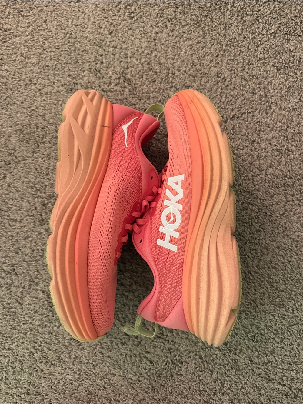 Hoka Women’s Bondi Coral Pink Gradient Running Shoes